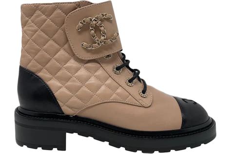 chanel combat boots beige|vintage Chanel combat boots.